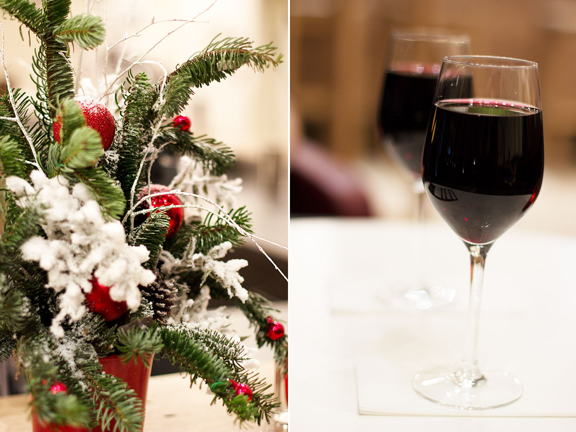 Vapiano déco de noël et 2 verres de Chianti